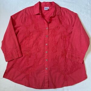 Parsley & Sage Sz 2X Cotton Embroidered Artsy Tunic Top